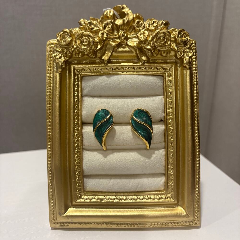 Green Enamel Earrings